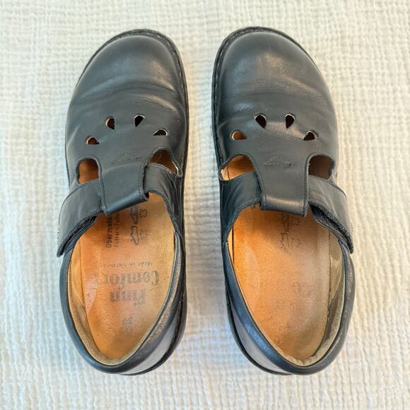Finn Comfort Mary Jane Shoes Size 39 Black Leather Cut Out Buckle Germany - Picture 2 of 11